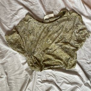 Green starry crop top